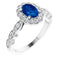 Bague en platine, saphir bleu de laboratoire et diamants naturels (0,23 carat au total)