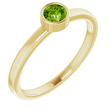 Bague en or jaune 14 carats avec péridot naturel de 4 mm