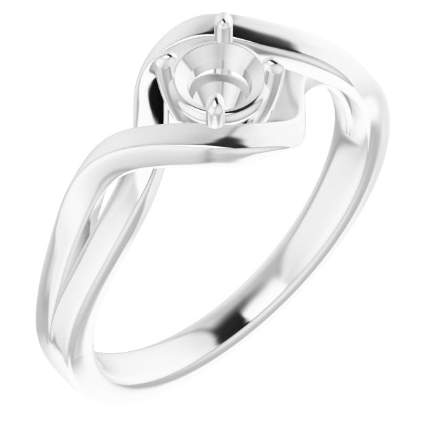 Bague de montage ronde en or blanc 14 carats de 4,4 mm