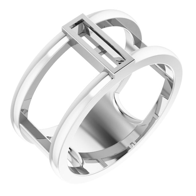 Bague baguette 4x2 mm en or blanc 14 carats