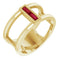 Bague en or 14 carats avec rubis naturel jaune et espace négatif