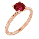 71626 / Ring / Set / 14K Rose / Lab-Grown Ruby / Round / 6 Mm / Polished / Lab-Grown Ruby Ring