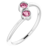 Bague deux pierres en platine et tourmaline rose naturelle