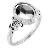 Bague de montage ovale en palladium 10x8 mm