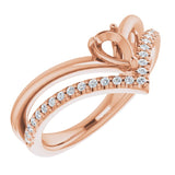Bague en or rose 14 carats sertie de diamants naturels semi-sertis (0,26 carat au total) avec effet espace négatif