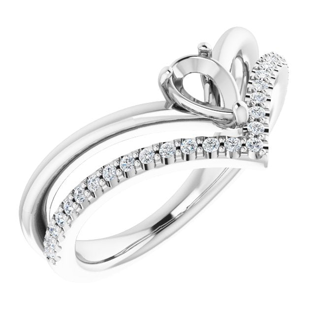 Bague en or blanc 14 carats sertie de diamants naturels semi-sertis (0,26 carat au total).