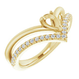 Bague en or jaune 14 carats sertie de diamants naturels (0,26 carat au total) avec effet espace négatif semi-serti