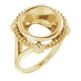 Bague de montage ronde en or jaune 18 carats de 11 mm