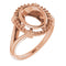 Bague ovale en or rose 14 carats, 9 x 7 mm