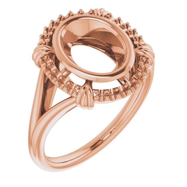Bague ovale en or rose 14 carats, 9 x 7 mm
