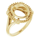 Bague de montage ovale jaune 10K 10x8 mm