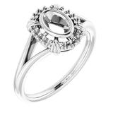 Monture de bague ovale en argent sterling 6x4 mm