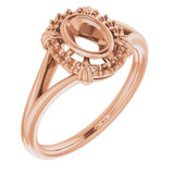 Bague ovale en or rose 14 carats, 6 x 4 mm