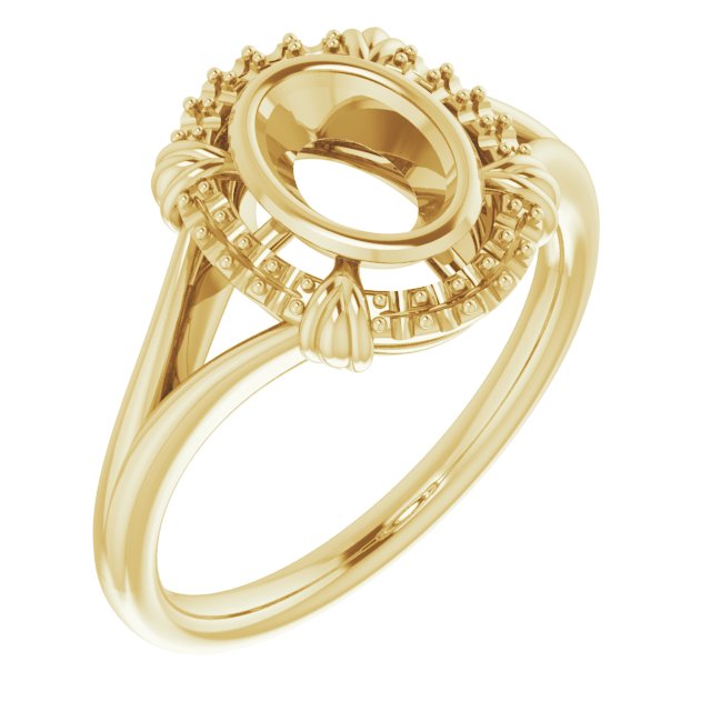Bague de montage ovale 7x5 mm en or jaune 10 carats