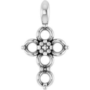 Pendentif croix ronde 2 mm en or blanc 14 carats