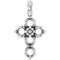 Pendentif croix ronde 2 mm en or blanc 14 carats