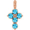 Pendentif croix en aigue-marine rose naturelle 14 carats