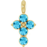 Pendentif croix en aigue-marine naturelle jaune 14 carats