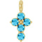 Pendentif croix en aigue-marine naturelle jaune 14 carats