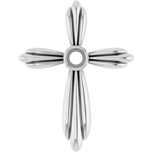 Pendentif croix serti clos rond en or blanc 14 carats de 2,5 mm