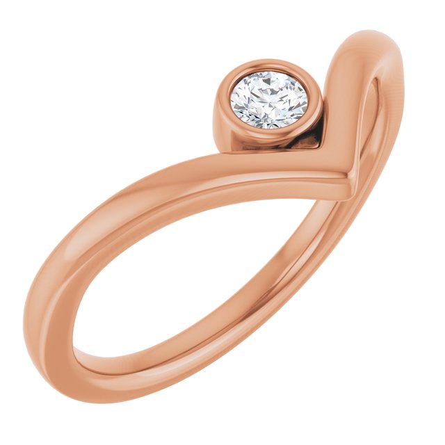 Bague en V sertie d'une lunette en diamant naturel rose 14 carats 1/10 CTW