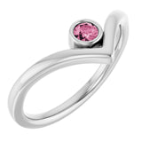 Bague en V sertie de tourmaline rose naturelle blanche 14 carats