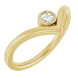Bague en V sertie de diamants naturels jaunes 14 carats (0,10 carat au total)