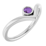 Bague en argent sterling sertie d'une améthyste naturelle (type V)