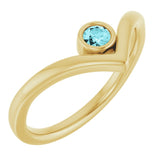 Bague en V sertie de zircon bleu naturel jaune 14 carats