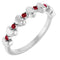 Bague empilable en or blanc 14 carats avec rubis naturel en forme de cœur