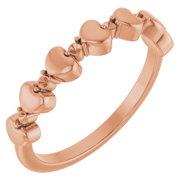 Bague empilable en forme de cœur ornée d'une rose 14 carats