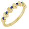 Bague empilable en forme de cœur avec saphir bleu naturel jaune 14 carats