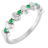 Bague empilable en forme de cœur avec émeraude naturelle blanche 14 carats