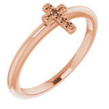 Bague croix empilable ornée d'une rose 14 carats