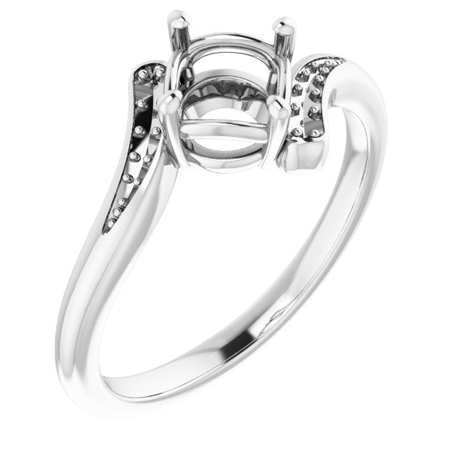 Bague de montage ronde 6 mm en or blanc 14 carats