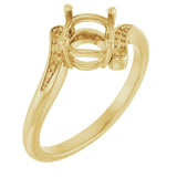 Bague de montage ronde en or jaune 14 carats de 6,5 mm