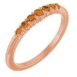 Bague empilable en or rose 14 carats et citrine naturelle