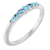 Bague empilable en argent sterling et aigue-marine naturelle