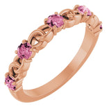 Bague empilable en or rose 14 carats et tourmaline rose naturelle