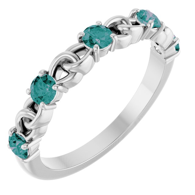 Bague empilable en alexandrite blanche 14 carats de synthèse