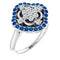 Bague en argent sterling, saphir bleu naturel et diamants naturels (0,3 carat au total)