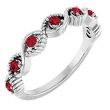 Bague empilable en argent sterling et rubis naturel