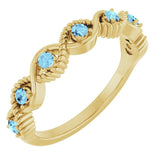 Bague empilable en aigue-marine naturelle jaune 14 carats