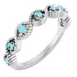 Bague empilable en argent sterling et zircon bleu naturel
