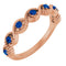 Bague empilable en or rose 14 carats et saphir bleu de laboratoire