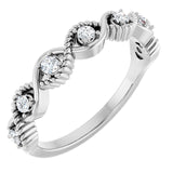Bague empilable en argent sterling et saphir blanc naturel