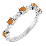 Bague en argent sterling avec citrine naturelle et diamants naturels (0,25 carat au total)