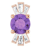 Pendentif en or 14 carats avec améthyste rose naturelle et diamants naturels (0,25 carat au total).