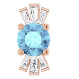 Pendentif en or rose 14 carats avec aigue-marine naturelle et diamants naturels (0,25 carat au total).