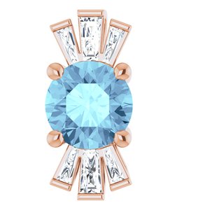 Pendentif en or rose 14 carats avec aigue-marine naturelle et diamants naturels (0,25 carat au total).